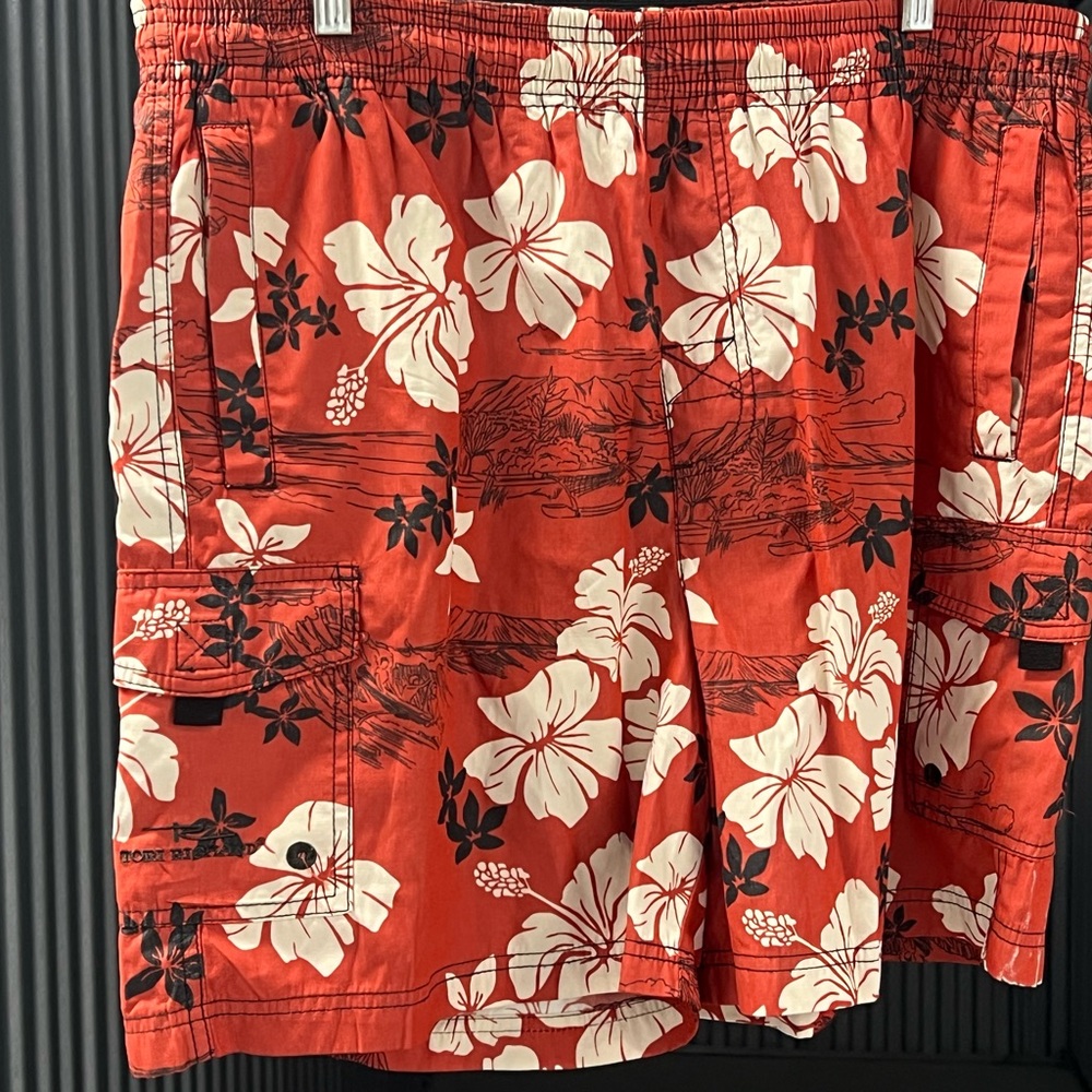Red Floral Swim Shorts